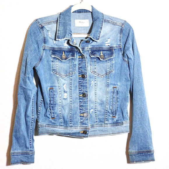 KanCan Classic  Ripped Distressed Denim Jacket SIZE S - Picture 1 of 11